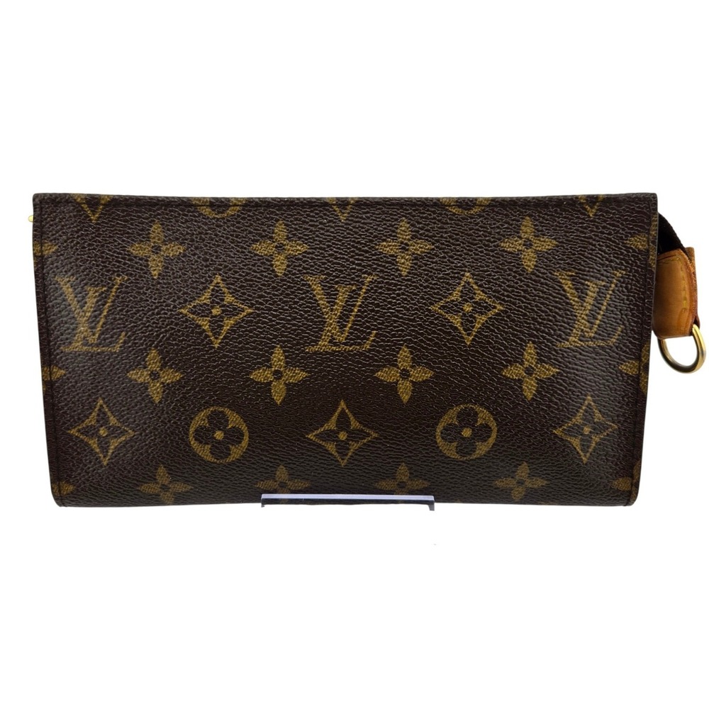 Louis Vuitton Monogram Pouch Brown Coated Canvas Zip Clutch Made in France